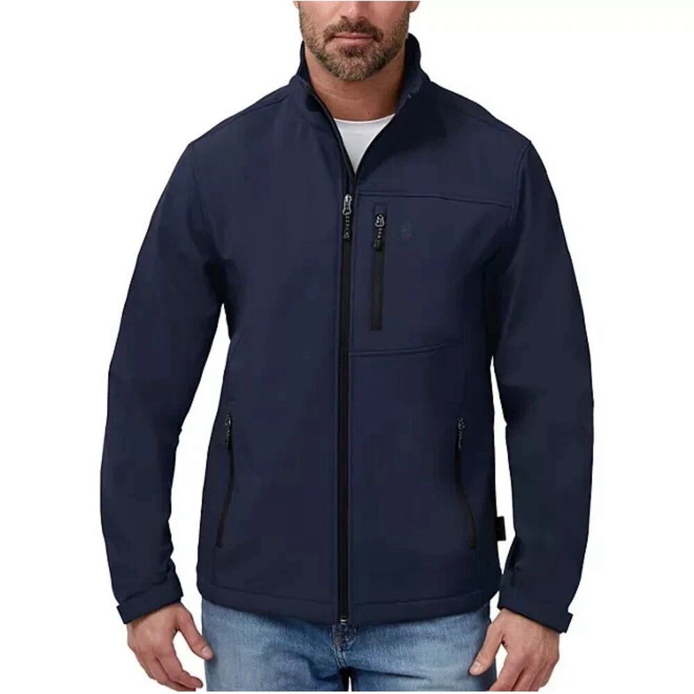 Free Country Men's Stretch Wind & Water Resistant‎ Softshell Jacket Navy Blue M
